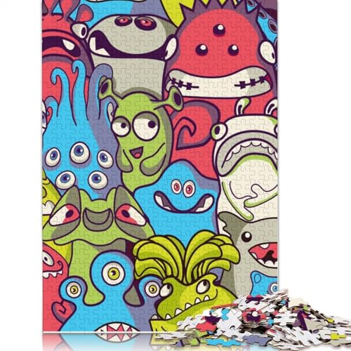 Puzzle mit 1000 Teilen, buntes Cartoon-Monster, für Erwachsene und Jugendliche, Holzpuzzle, Weihnachtsgeschenk, 1000 Teile (75 x 50 cm) von POLIUAWS