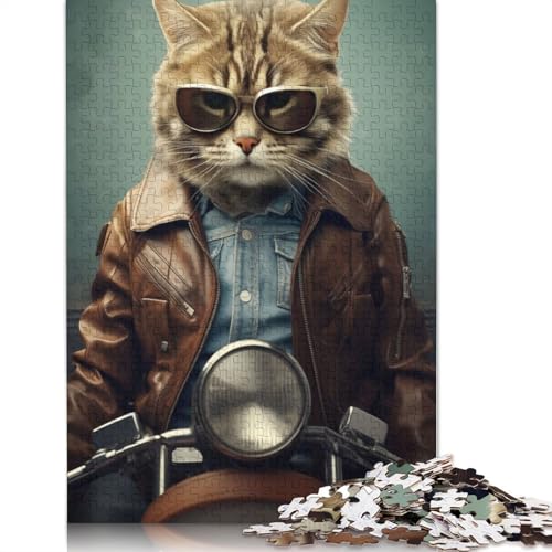 Puzzle mit 1000 Teilen, lustiges Tier-Puzzle mit Katzen-Biker-Motiv, Familienspaß für Erwachsene und herausforderndes Spiel, Spiele zum Stressabbau und einzigartige Geschenke, 1000 Teile (75 x 50 cm) Puzzle mit 1000 Teilen, lustiges Tier-Puzzle mit Katzen-Biker-Motiv, Familienspaß für Erwachsene und herausforderndes Spiel, Spiele zum Stressabbau und einzigartige Geschenke, 1000 Teile (75 x 50 cm) von POLIUAWS