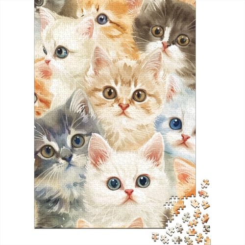 Puzzle mit 1000 Teilen einer niedlichen Katze, schwer zu übertreffen, für Jugendliche und Erwachsene, 1000 Teile (75 x 50 cm) von POLIUAWS