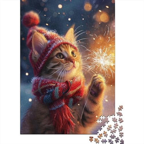 Puzzle mit 1000 Teilen einer niedlichen Katze für Jugendliche, nachhaltiges Puzzle für Erwachsene, 1000 Teile (38 x 26 cm) von POLIUAWS