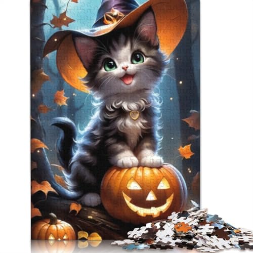 Puzzle mit 1000 Teilen für Erwachsene, Halloween-Kätzchen, Weihnachtsgeschenke, 1000 Teile (38 x 26 cm) von POLIUAWS