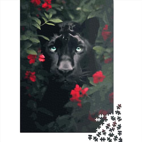 Puzzle mit 1000 Teilen für Erwachsene, Holzpuzzle mit schwarzem Panther, Holzpuzzle für Erwachsene, Lernspiele für Zuhause, Bastelspielzeug, 1000 Teile (75 x 50 cm) von POLIUAWS