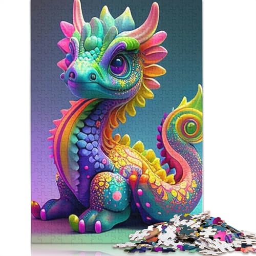 Puzzle mit 1000 Teilen niedlichen Drachen für Teenager, Holzpuzzle Geschenke für Erwachsene, Lernspiele für Zuhause, DIY-Spielzeug, 1000 Teile (75 x 50 cm) von POLIUAWS