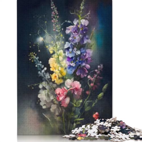 Puzzle mit 1000 bunten Blumen, für Erwachsene und Jugendliche, nachhaltiges Holzpuzzle für Erwachsene, 1000 Teile (75 x 50 cm) von POLIUAWS