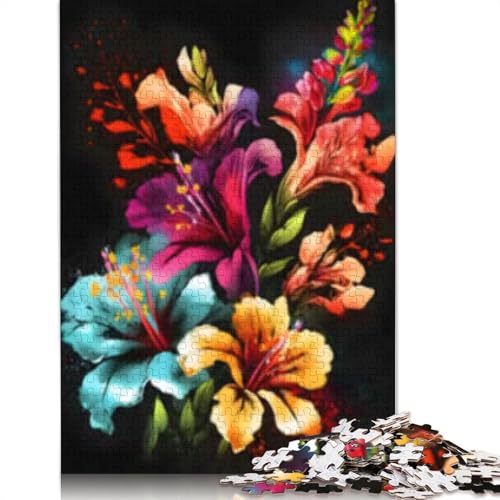 Puzzle mit 1000 bunten Blumen für Erwachsene, pädagogisches Spiel, Herausforderungsspielzeug, 1000 Teile (38 x 26 cm) von POLIUAWS