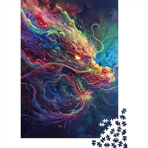 Puzzle mit 1000 bunten Drachen für Erwachsene und Jugendliche, pädagogisches Spiel, Herausforderungsspielzeug, 1000 Teile (75 x 50 cm) von POLIUAWS