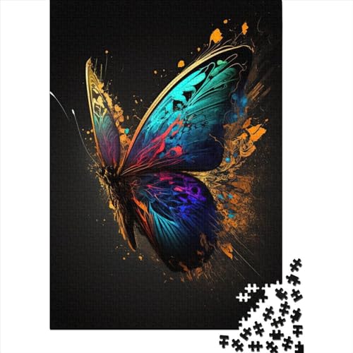 Puzzle mit 1000 bunten Schmetterlingen für Erwachsene und Jugendliche, aus Holz, pädagogisches Spiel, Herausforderung, Spielzeug, Geburtstagsgeschenk, 1000 Teile (75 x 50 cm) von POLIUAWS