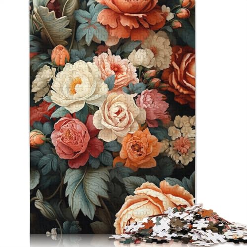 Puzzle mit 1000 lebhaften Blumen für Erwachsene und Jugendliche, nachhaltiges Holzpuzzle für Erwachsene, 1000 Teile (75 x 50 cm) von POLIUAWS
