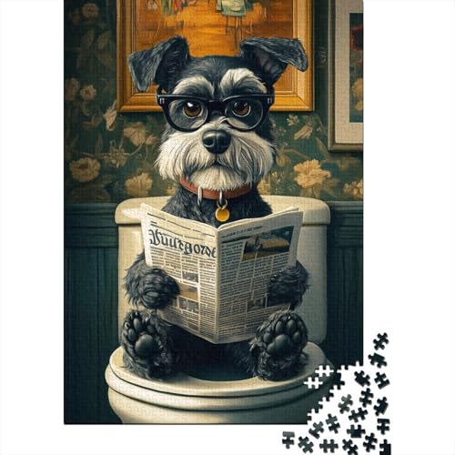 Puzzle mit Hund, der Zeitung liest, anpassbare Bilder, 100% recycelter Karton, Puzzle für Kinder und Erwachsene ab 12 Jahren, einzigartiges Geschenk, 1000 Teile (38 x 26 cm) von POLIUAWS