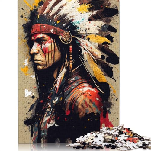 Puzzle mit Kriegern der amerikanischen Ureinwohner, anpassbare Bilder, 100% recycelter Karton, Puzzle für Kinder und Erwachsene ab 12 Jahren, einzigartiges Geschenk, 1000 Teile (75 x 50 cm) von POLIUAWS