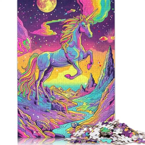 Rainbow Unicorn Cosmic Puzzle für Erwachsene, Spielzeug, Lernspiel, Puzzlespiele für Erwachsene, für Kinder, 1000 Teile (75 x 50 cm) von POLIUAWS