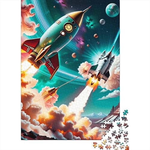 Raumschiff-Puzzle aus Holz, 1000 Teile, für Erwachsene, Lernspiel, Herausforderung, Spielzeug, 1000 Teile (75 x 50 cm) von POLIUAWS