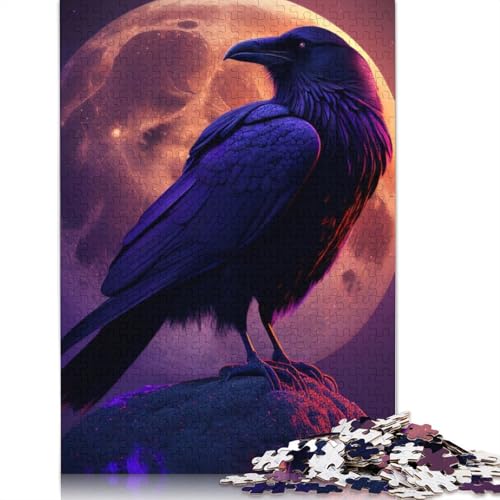 Raven Moon Night, 1000-teiliges Puzzle für Erwachsene, Spielzeug, Denkspiel, Lernspiel für Erwachsene, Stressabbau, Heimdekoration, 1000 Teile (38 x 26 cm) von POLIUAWS