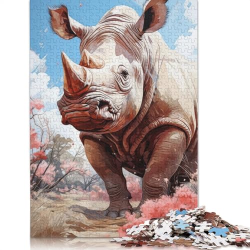 Rhino Might 1000-teiliges Puzzle, Familienspaß für Erwachsene und herausforderndes Spiel, Spiele zum Stressabbau und einzigartige Geschenke, 1000 Teile (75 x 50 cm) von POLIUAWS