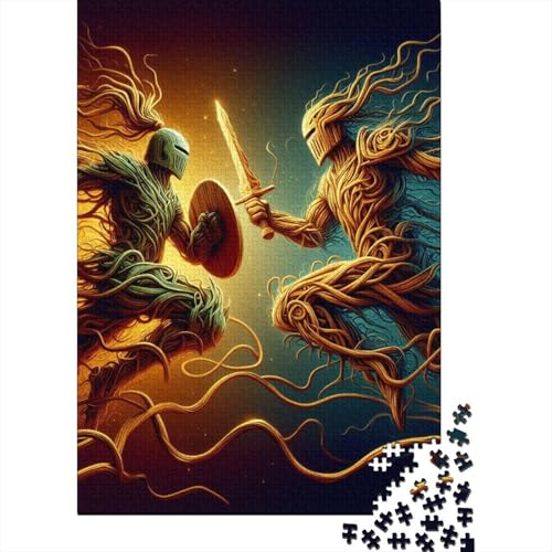 Ritter-Kampfpuzzle, 1000 Teile, Holzpuzzle für Erwachsene, pädagogisches Spiel, Herausforderungsspielzeug, 1000 Teile (75 x 50 cm) von POLIUAWS