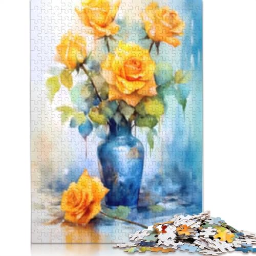 Rosen-Puzzle aus Gelbgold für Erwachsene, 1000 Teile Puzzle für Jugendliche ab 12 Jahren, Geschenke für Heiligabend, 1000 Teile (38 x 26 cm) von POLIUAWS