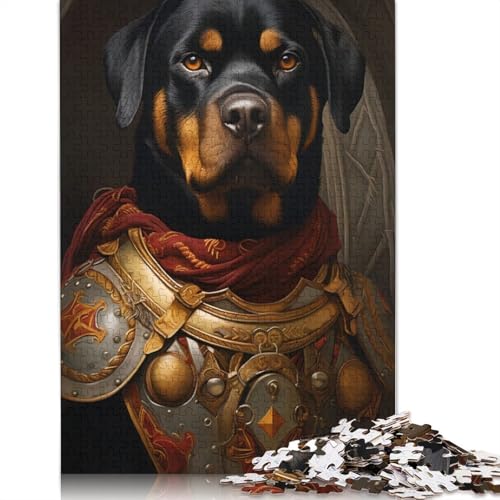 Rottweiler Dog Warrior 1000-teiliges Puzzle, Familienspaß für Erwachsene und herausforderndes Spiel, Spiele zum Stressabbau und einzigartige Geschenke, 1000 Teile (75 x 50 cm) von POLIUAWS