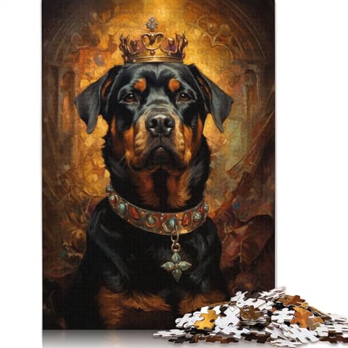 Rottweiler King Puzzles 1000 Teile Schwer Puzzle Spielzeug Lernspiel Impossible Herausforderung Spielzeug Für Erwachsene Und Kinder in Bewährter 1000pcs (75x50cm) von POLIUAWS