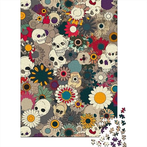 Schädel Puzzle 1000 Teile Holzpuzzle für Erwachsene Lernspiel Herausforderung Spielzeug 1000 Teile (75x50cm) von POLIUAWS