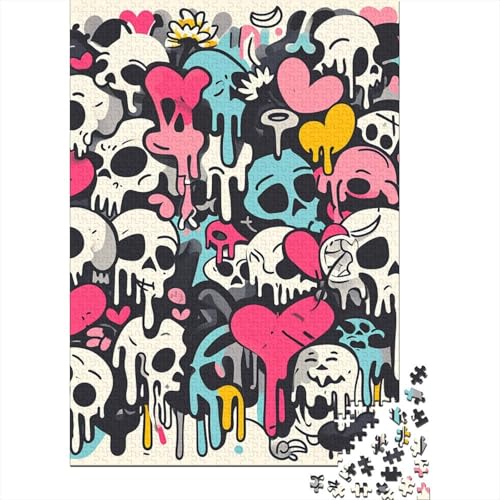 Schädel Puzzle für Erwachsene und Jugendliche Papierpuzzle für Kinder Weihnachtsgeschenke Lernspiel Herausforderung Spielzeug 1000 Teile (38x26cm) von POLIUAWS