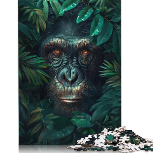 Schimpansen-Puzzle, tropischer Dschungel, 1000 Teile, Familienspaß, Puzzle für Erwachsene und herausforderndes Spiel, Spiele zum Stressabbau und einzigartige Geschenke, 1000 Teile (75 x 50 cm) von POLIUAWS