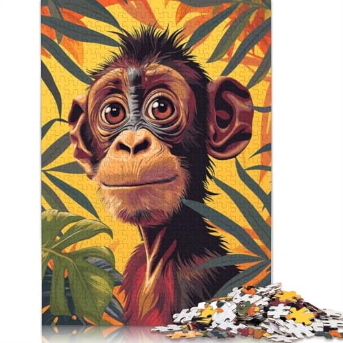 Schimpansen und Palmen, 1000-teiliges Puzzle, Familienspaß für Erwachsene und herausforderndes Spiel, Stressabbau-Spiele, Geschenke, 1000 Teile (38 x 26 cm) von POLIUAWS