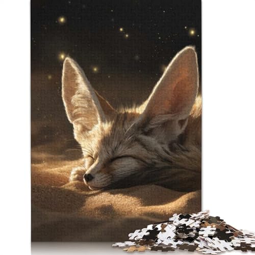 Schlafender Wüstenfuchs in der Wüste, Puzzle für Erwachsene, 1000-teiliges Puzzle für Teenager ab 12 Jahren, 1000 Teile (38 x 26 cm) von POLIUAWS