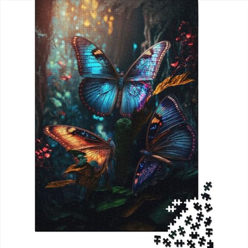 Schmetterlings-Holzpuzzle, 1000 Teile für Erwachsene, Lernspiel, Herausforderung, Weihnachtsgeschenk, 1000 Teile (75 x 50 cm) von POLIUAWS