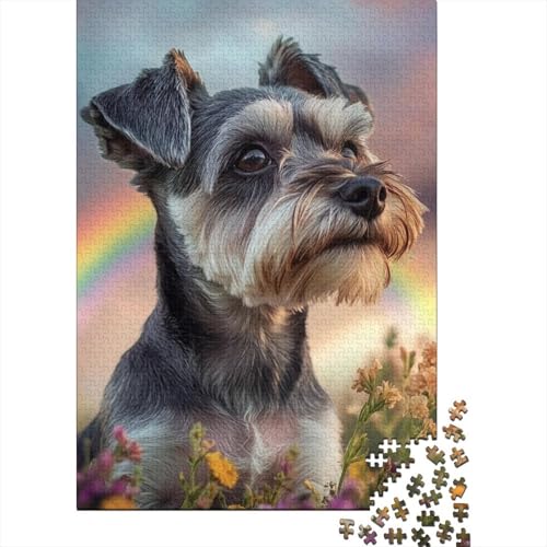 Schnauzer-Puzzle, Denksportaufgabe, 100% recycelter Karton, Puzzle für Damen und Herren, 1000 Teile (75 x 50 cm) von POLIUAWS