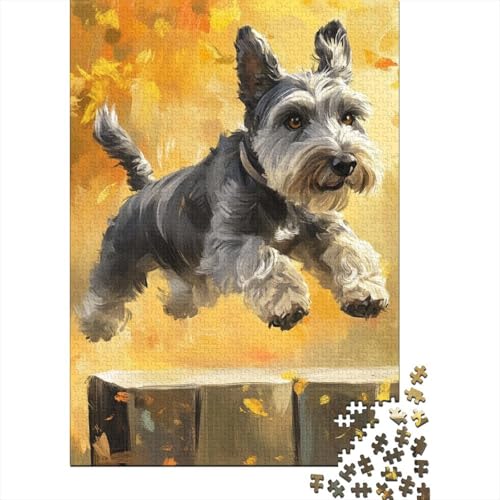 Schnauzer-Puzzle, schwieriges, rechteckiges Hartpapier-Puzzle für Erwachsene und Kinder, einzigartiges Geschenk, 1000 Teile (38 x 26 cm) von POLIUAWS