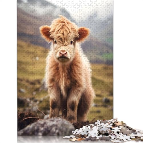 Schottische Hochlandkühe, 1000-teiliges Puzzle für Erwachsene, Spielzeug, Denkspiel, Lernspiel für Erwachsene, Stressabbau, Heimdekoration, 1000 Teile (75 x 50 cm) von POLIUAWS
