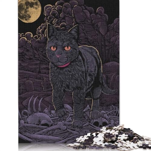 Schwarze Katze auf dem Friedhof, Puzzle, 1000 Teile, für Erwachsene und Jugendliche ab 12 Jahren, 1000 Teile (75 x 50 cm) von POLIUAWS