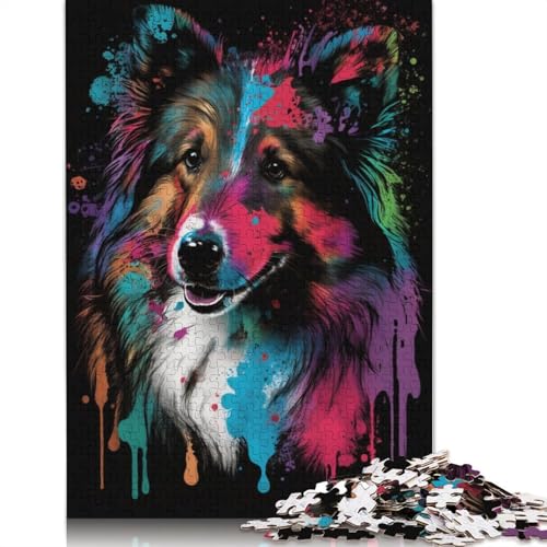 Shetland Sheepdog, buntes Puzzle, Denksportaufgabe, Premium-Puzzle aus Karton für Kinder und Erwachsene ab 12 Jahren, 1000 Teile (75 x 50 cm) von POLIUAWS