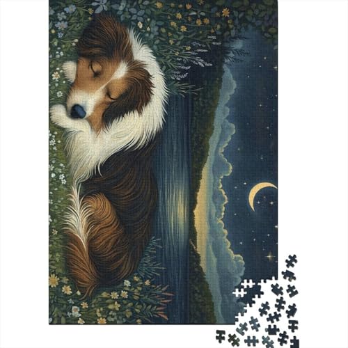 Shetland Sheepdog Puzzle, 100% recyceltes Kartonpapier, rechteckiges Puzzle für Erwachsene und Kinder, 1000 Teile (75 x 50 cm) von POLIUAWS