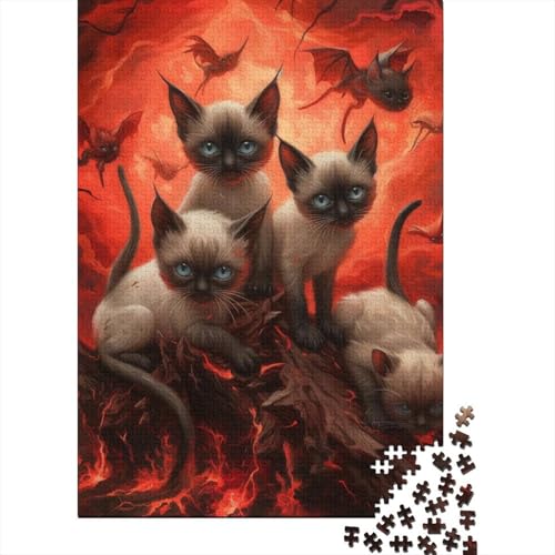 Siamesisches Katzenpuzzle, 1000 Teile, Holzpuzzle für Erwachsene, pädagogisches Spiel, Herausforderungsspielzeug, 1000 Teile (75 x 50 cm) von POLIUAWS