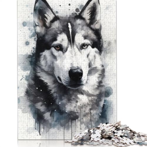 Siberian Husky Dog Beauty 1000-teiliges Puzzle, Familienspaß für Erwachsene und herausforderndes Spiel, Spiele zum Stressabbau und einzigartige Geschenke, 1000 Teile (38 x 26 cm) von POLIUAWS