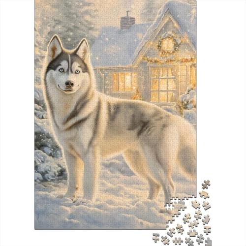 Siberian Husky Puzzle, anpassbare Bilder, 100% recycelter Karton, Puzzle für Kinder und Erwachsene ab 12 Jahren, einzigartiges Geschenk, 1000 Teile (38 x 26 cm) von POLIUAWS