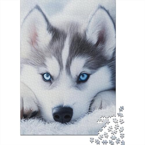 Siberian Husky-Puzzle, einzigartige Heimdekoration, 100% recycelter Karton, Puzzle für Erwachsene, 1000 Teile (38 x 26 cm) von POLIUAWS