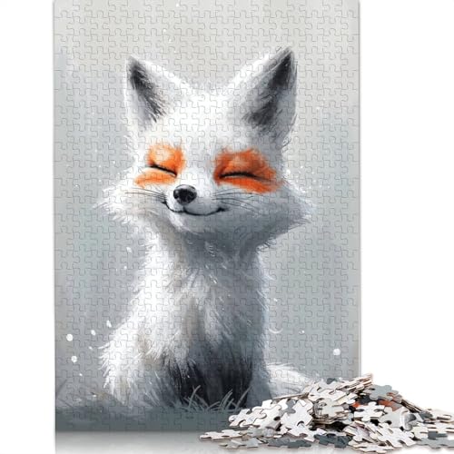 Smiling Frosty Fox Puzzle 1000-teilige Schwer Puzzle Spielzeug Lernspiel Impossible Herausforderung Spielzeug Für Erwachsene Kinder 1000pcs (75x50cm) von POLIUAWS