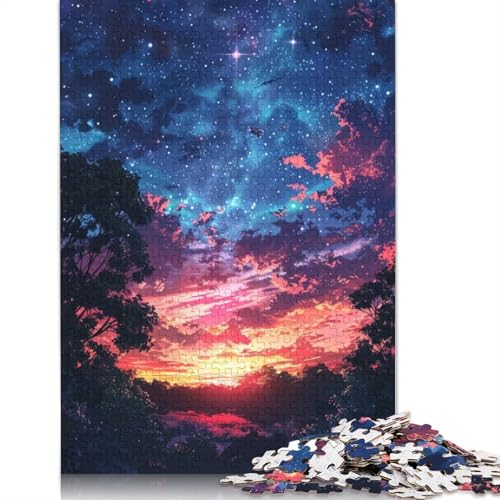 Sommersonnenuntergang, 1000-teiliges Puzzle für Erwachsene, rechteckige Papptafel, schwierige Puzzles für Kinder, 1000 Stück (75 x 50 cm) von POLIUAWS