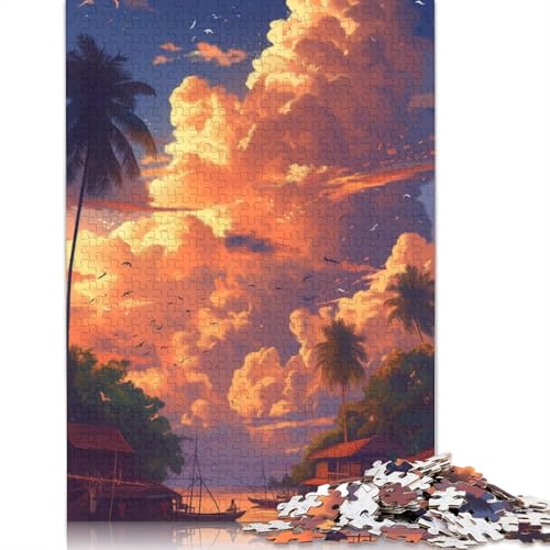 Sonnenuntergangswolken-Puzzle, Dekompressionsspielzeug, 100% recycelter Karton, Puzzle für Erwachsene, 1000 Teile (38 x 26 cm) von POLIUAWS