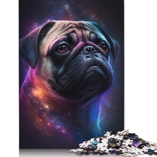 Space Colour Pug Puzzle für Erwachsene, 1000 Teile, kreative Spiele, Puzzle für Männer, für Kinder, 1000 Teile (75 x 50 cm) von POLIUAWS