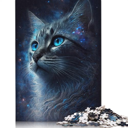 Space Cosmic Cat Puzzle für Erwachsene, Lernspiel, Puzzle, Kinder ab 12 Jahren, 1000 Teile (75 x 50 cm) von POLIUAWS