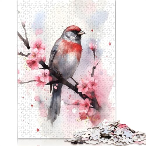 Spatzen-Aquarell, 1000-teiliges Puzzle für Erwachsene, Spielzeug, Denkspiel, Lernspiel für Erwachsene, Stressabbau, Heimdekoration, 1000 Teile (38 x 26 cm) von POLIUAWS