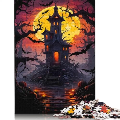Spukhaus-Halloween-Puzzle mit 1000 Teilen für Erwachsene, Denksportaufgaben für Erwachsene, ungewöhnliche Puzzles für Erwachsene für Erwachsene Kinder, 1000 Teile (75 x 50 cm) von POLIUAWS