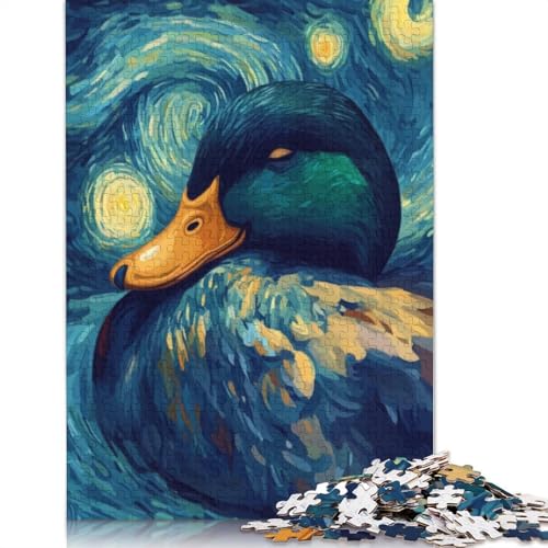Sternennacht-Ente, 1000-teiliges Puzzle für Erwachsene, Spielzeug, Denkspiel, Lernspiel für Erwachsene, Stressabbau, Heimdekoration, 1000 Teile (38 x 26 cm) von POLIUAWS