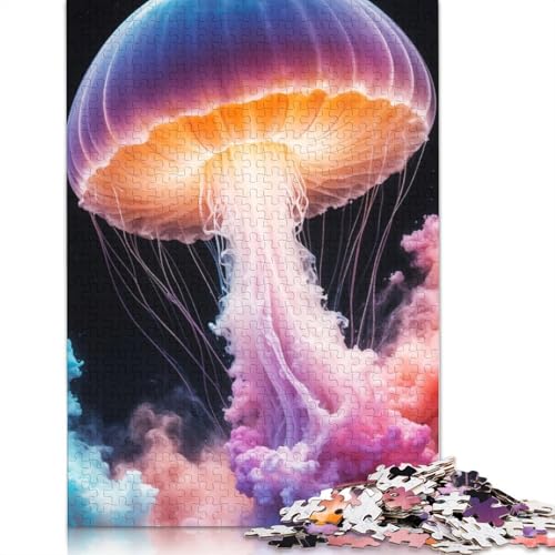 Strahlende Qualle in ätherischen Farben, 1000-teiliges Puzzle für Erwachsene, Spielzeug, Denkspiel, Lernspiel für Erwachsene, Stressabbau, Heimdekoration, 1000 Teile (75 x 50 cm) von POLIUAWS