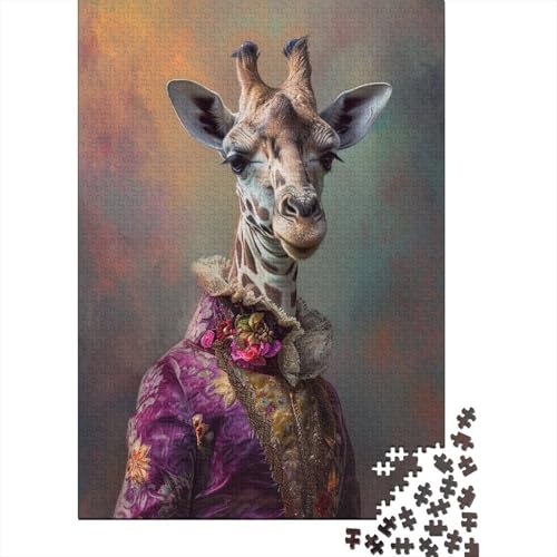 Süße weibliche Giraffe Puzzle 1000 Teile Teenager Puzzle Weihnachtsgeschenke Lernspiel Herausforderung Spielzeug 1000 Teile (38x26cm) von POLIUAWS