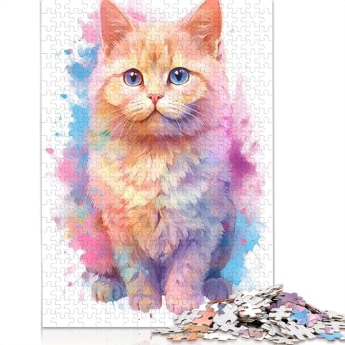 Süßes Britisch Kurzhaar-Katzen-Puzzle, 1000 Teile. Familienspaß-Puzzle für Erwachsene und herausforderndes Spiel, Spiele zum Stressabbau und einzigartige Geschenke. 1000 Teile (75 x 50 cm) von POLIUAWS