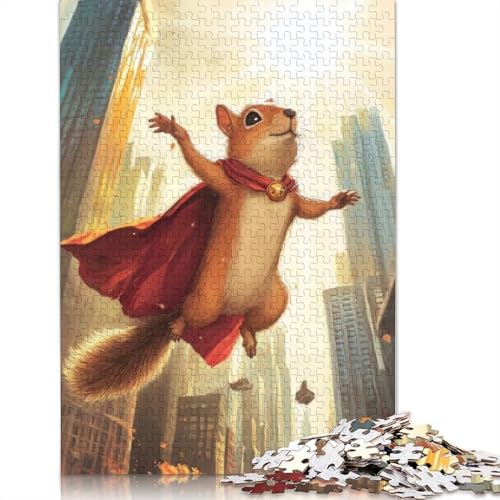 Super Eichhörnchen in der Stadt, 1000-teiliges Puzzle für Teenager, Geschenke, Papierpuzzle, Puzzle für Erwachsene, Lernspiele für Zuhause, DIY-Spielzeug, 1000 Teile (75 x 50 cm) von POLIUAWS